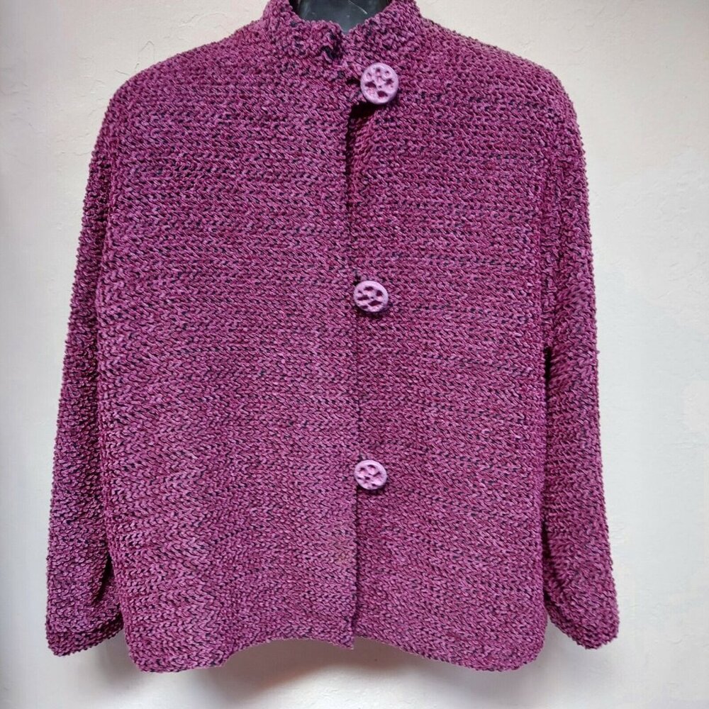 Vintage RS Robbie Sport Womens Size 8 Purple Soft Textured 3-Button Coat Jacket